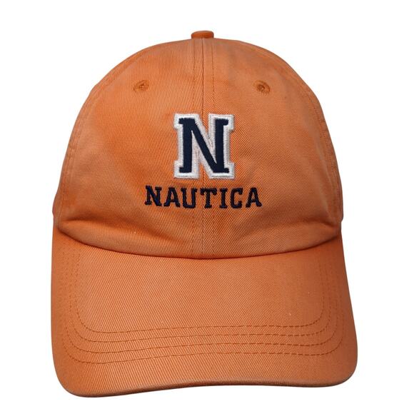 Nautica Slideback Baseaball Cap Orange One Size Adjustable Embroidered 6 Panel - Picture 1 of 8